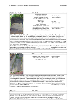 St. Michael's Churchyard, Alnwick, Northumberland Headstones