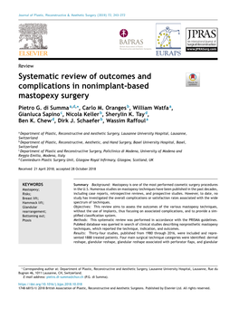 Systematic Review of Outcomes and Complications in Nonimplant-Based Mastopexy Surgery