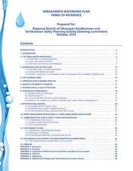 SIMILKAMEEN WATERSHED PLAN TERMS of REFERENCE Prepared