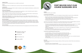 Fort Belvoir Golf Club Course Guidelines 2018