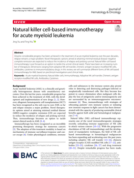 Natural Killer Cell-Based Immunotherapy for Acute Myeloid Leukemia