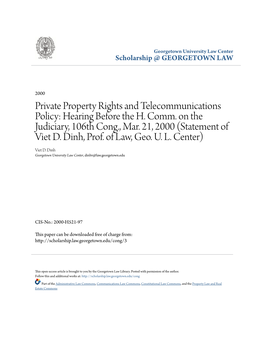 Private Property Rights and Telecommunications Policy: Hearing Before the H