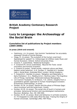 Lucy to Language: the Archaeology of the Social Brain
