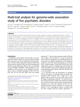 Multi-Trait Analysis for Genome-Wide Association Study of Five Psychiatric