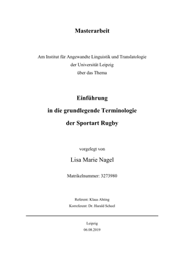 Einführung in Die Grundlegende Terminologie Der Sportart Rugby