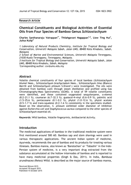 Chemical Constituents and Biological Activities of Essential Oils from Four Species of Bamboo Genus Schizostachyum