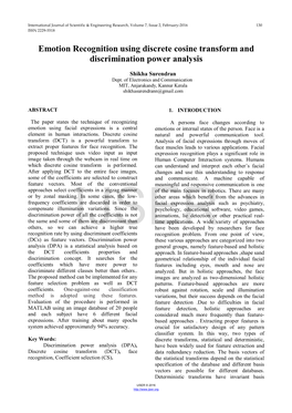 Emotion Recognition Using Discrete Cosine Transform and Discrimination Power Analysis