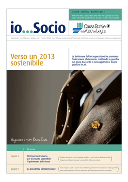 Verso Un 2013 Sostenibile