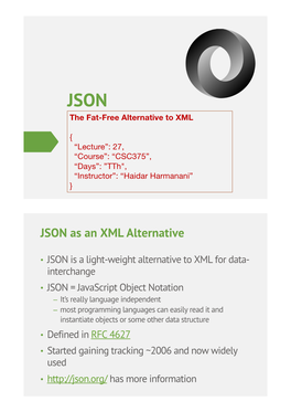 JSON As an XML Alternative