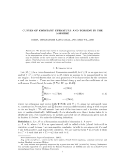 Curves of Constant Curvature and Torsion in the the 3-Sphere