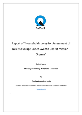 Household Survey for Assessment of Toilet Coverage Under Swachh Bharat Mission – Gramin”