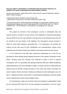 Potential Sources of M5+ Earthquakes in NE Italy and W Slovenia