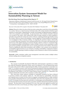 Innovation System Assessment Model for Sustainability Planning in Taiwan