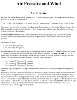 Air Pressure and Wind