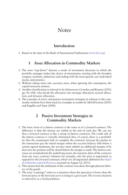 Introduction 1 Asset Allocation in Commodity Markets 2 Passive