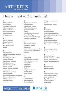 21362 Arthritis Australia a to Z List