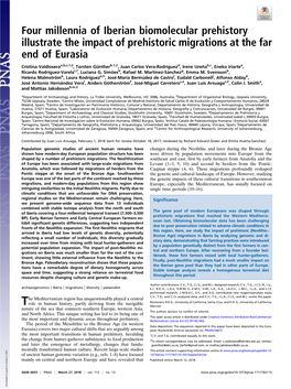 Four Millennia of Iberian Biomolecular Prehistory Illustrate the Impact of Prehistoric Migrations at the Far End of Eurasia