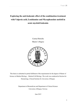 Exploring the Anti-Leukemic Effect of the Combination Treatment with Valproic Acid, Lonidamine and Mycophenolate Mofetil in Acute Myeloid Leukemia