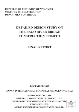 Detailed Design Study on the Bago River Bridge Construction Project