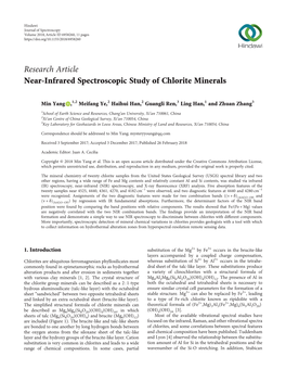 Near-Infrared Spectroscopic Study of Chlorite Minerals