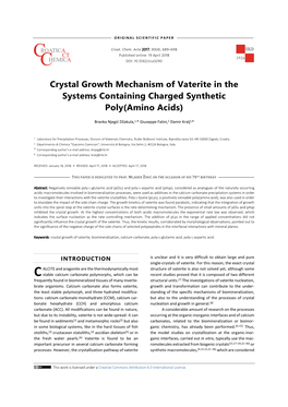 Crystal Growth Mechanism of Vaterite in the Systems Containing Charged Synthetic Poly(Amino Acids)