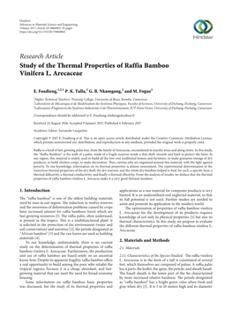 Study of the Thermal Properties of Raffia Bamboo Vinifera L. Arecaceae