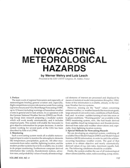 METEOROLOGICAL HAZARDS by Werner Wehry and Lutz Lesch Prcsenledat the XXV Ostmongress, St