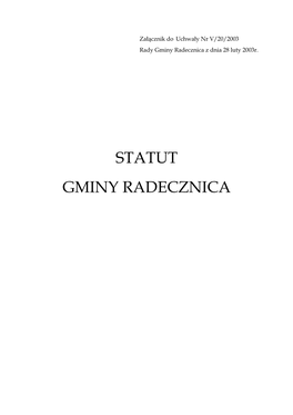Statut Gminy Radecznica