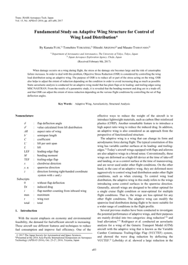 Fundamental Study on Adaptive Wing Structure for Control of Wing Load Distribution*