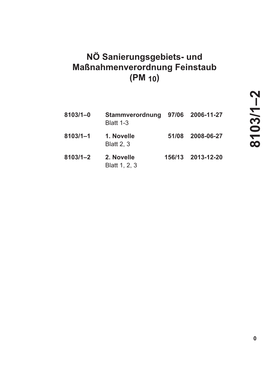 NÖ Sanierungsgebiets- Und Maßnahmenverordnung Feinstaub (PM 10)