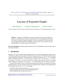 Layouts of Expander Graphs