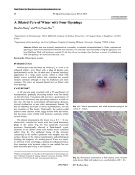 A Dilated Pore of Winer with Four Openings Ru-Zhi Zhang1 and Wen-Yuan Zhu*,2