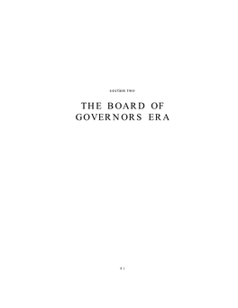 The Board of Governors Era