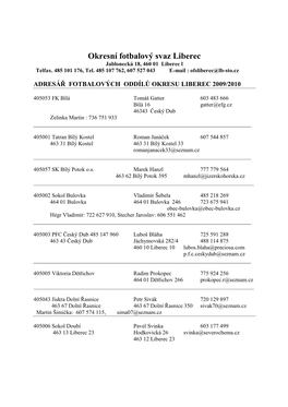 Adresář Fotbal.Oddílů 09-10