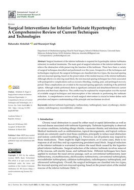 Surgical Interventions for Inferior Turbinate Hypertrophy: a Comprehensive Review of Current Techniques and Technologies