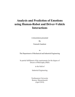 Analysis and Prediction of Emotions Using Human-Robot and Driver-Vehicle Interactions