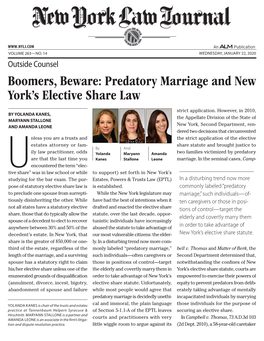 Boomers, Beware: Predatory Marriage and New York's Elective Share