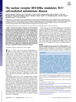 The Nuclear Receptor REV-Erbα Modulates Th17 Cell-Mediated Autoimmune Disease