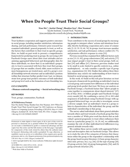 When Do People Trust Their Social Groups?