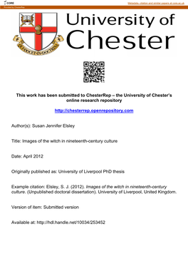 This Work Has Been Submitted to Chesterrep – the University of Chester’S Online Research Repository