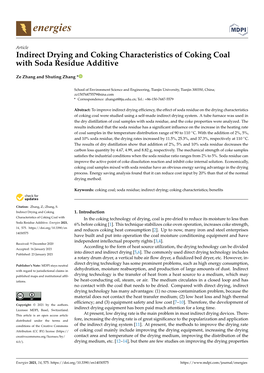 Indirect Drying and Coking Characteristics of Coking Coal with Soda Residue Additive