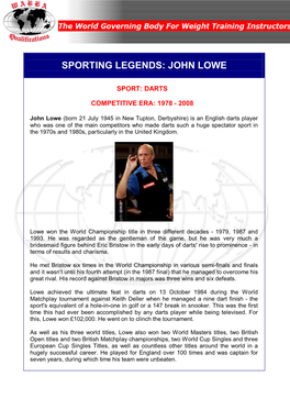 Sporting Legends: John Lowe