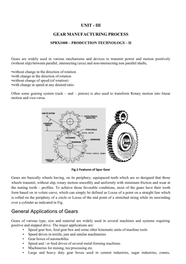 General Applications of Gears