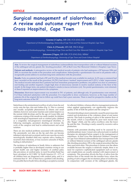 A Review and Outcome Report from Red Cross Hospital, Cape Town
