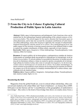 Exploring Cultural Production of Public Space in Latin America