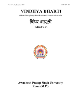 VINDHYA BHARTI (Multi-Disciplinary Peer Reviewed Research Journal) Foa/; Hkkjrh ¼'Kks/K If=Dk½