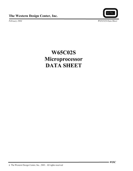 W65C02S Microprocessor DATA SHEET