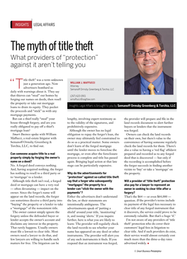 The Myth of Title Theft What Providers of “Protection” Against It Aren’T Telling You