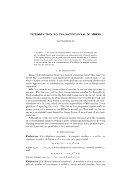 Transcendental Numbers