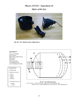 Physics 223/224 ~ Experiment 26 Optics of the Eye